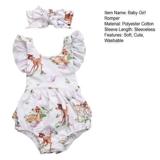 Одежда для новорожденной девочки, ромпер без рукавов, мягкий, дышащий, не линяющий, детский комбинезон с мультяшным принтом, боди-комбинезон для младенца