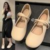 Single Shoes Women's 2025 New Autumn French Shallow Mouth Soft-soled Flats Gentle Grandma Shoes Mary Jane Small Leather Shoes