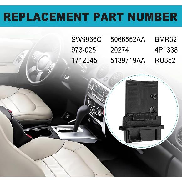 HVAC Heater Blower Motor Resistor, Compatible with Jp KJ Series Liberty 2002-2007, TJ Series Wrangler 2002-2006 Left Hand Drive, Replace OE