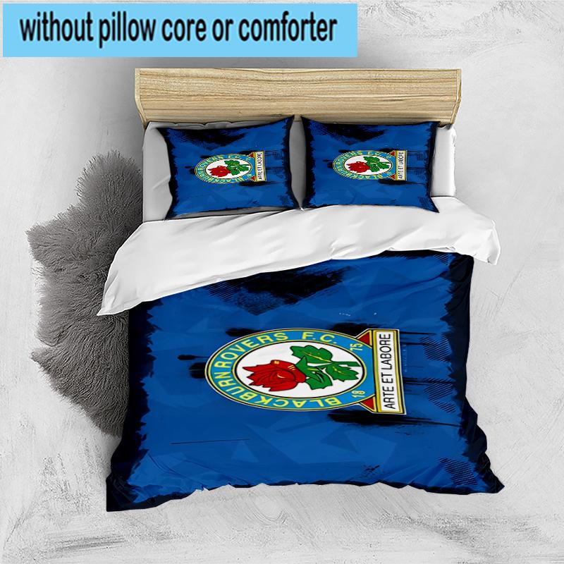 3pcs Blackburn Rovers Crest Football Club Bedding Set Duvet Cover Closure Includes 1 Duvet Cover & 2 Pillowcases Bedding Sets Home Decor Gifts