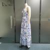 Women Maxi Dresses Summer Fashion Vintage Printed Backless Halterneck Tie Up Cutout Party Beach Long Skirt Dresses