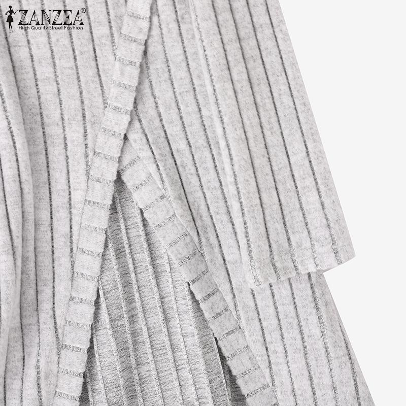 ZANZEA Женская повседневная тонкая блузка с квадратным воротником и длинным рукавом, нерегулярный подол