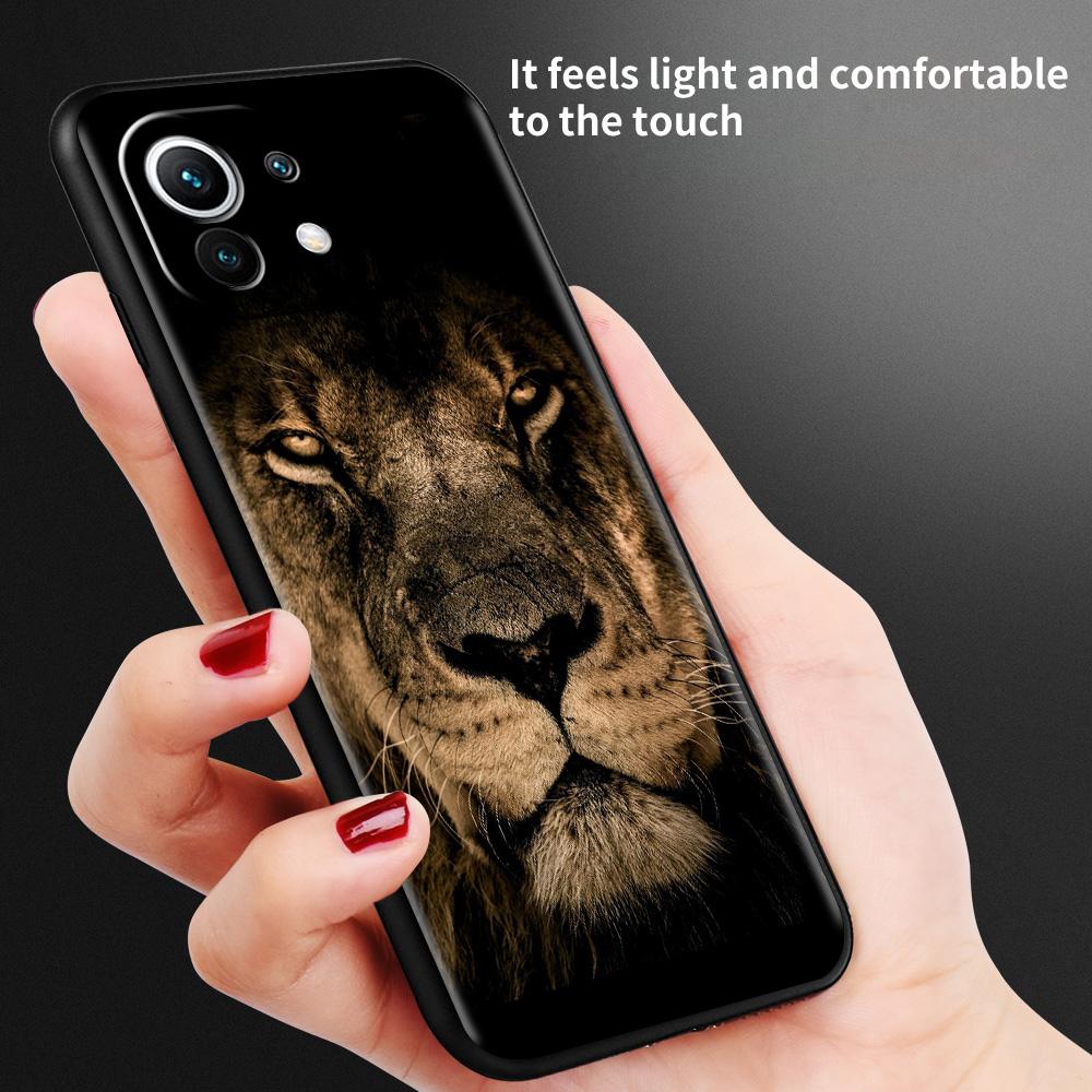 Чехол для телефона Xiaomi Mi Poco X3 NFC 10T Pro 11T 11 Lite Note 10 M3 9T F3 CC9, черный мягкий чехол A2 F1 в виде ракушки, большая кошка, животное, лев