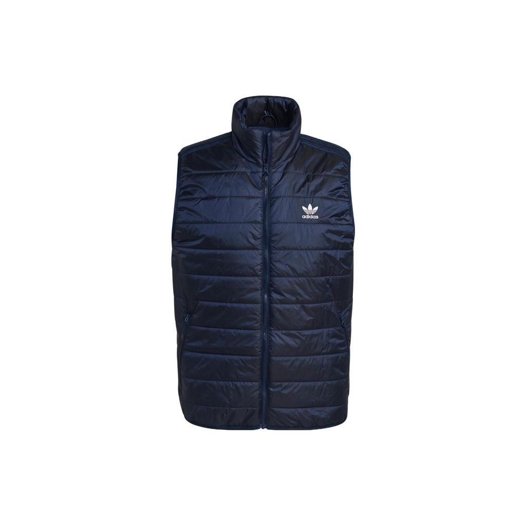 Adidas Originals Padded Puffer Solid Color Striped Logo Zip Stand Collar Vest Men Vests Blue HL9216
