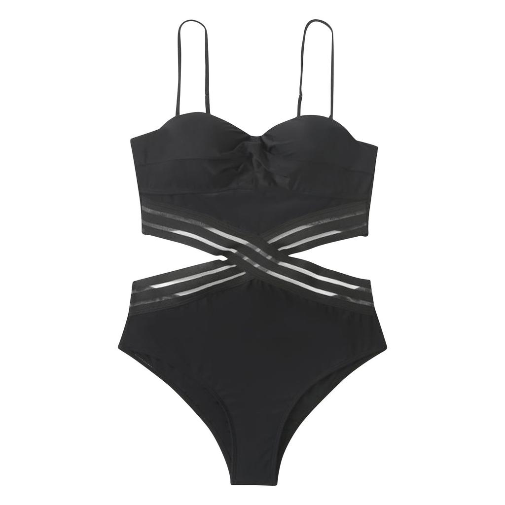 Women's Fashion Solid Color Sexy Swimsuit High Waist Bikini (With Chest Pad, No Steel Support)