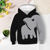 Толстовка с капюшоном для малышей с длинным рукавом, пуловер, толстовка с милым слоном, свободная толстовка с капюшоном для отдыха