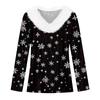 Женский длинный рукав рождественский принт вечеринка плюшевый воротник широкий повседневный V-образный вырез топ