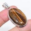 Natural Tiger Eye Gemstone 925 Sterling Silver Jewelry Pendant 1.97" y0J75