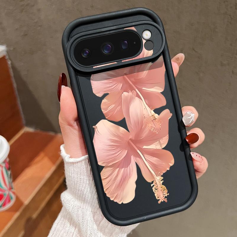 Pink Hibiscus Flower Pattern Case For Google Pixel 10 Pro XL Shockproof Bumper Silicone Cover For Pixel 9A 9 8 7 Pro 8A 7A