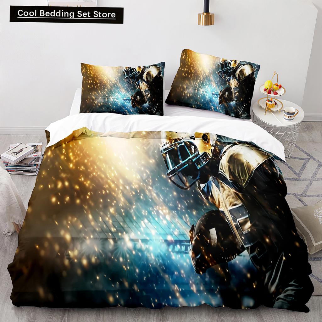 Американский футбол King Queen Пододеяльник с рисунком игрока в регби Комплект постельного белья для детей, подростков, взрослых, мяч, спорт, полиэстеровый пододеяльник