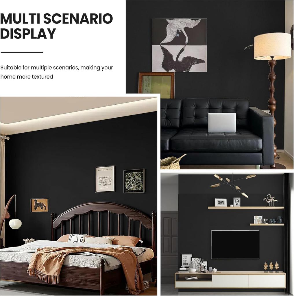 Черные самоклеящиеся обои Черная съемная контактная бумага Виниловые самоклеящиеся обои для шкафов ящиков столешницы