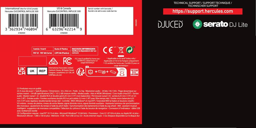 DJControl Inpulse DJ-контроллер для Serato DJ Lite и DJUCED audio 16 больших джог-входов для оборудования выдвижная стойка Hercules 500 2-дека - встроенная