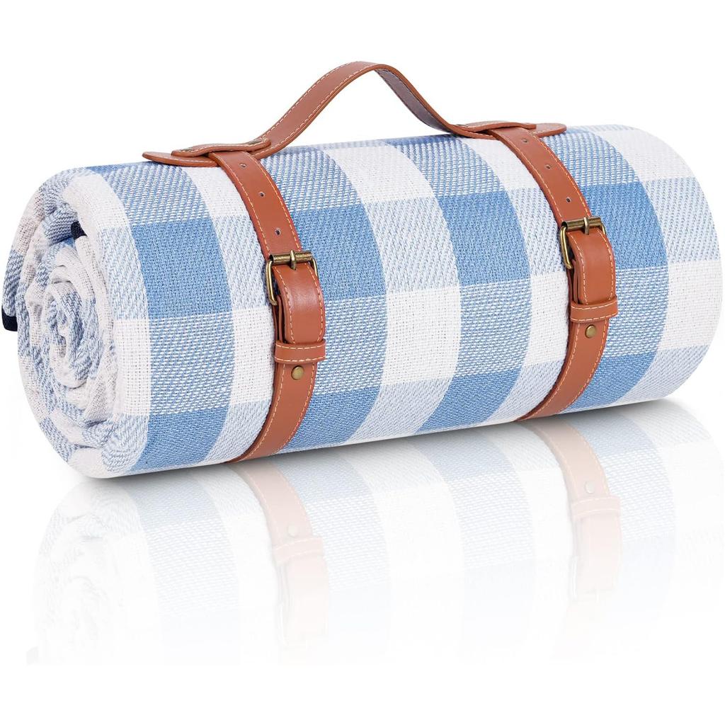 80”x 80” Picnic Blanket Extra Large, Waterproof and Foldable Beach Blanket, 3-Layer Outdoor Blanket for 6 to 8 Adults, for Camping Beach Grass
