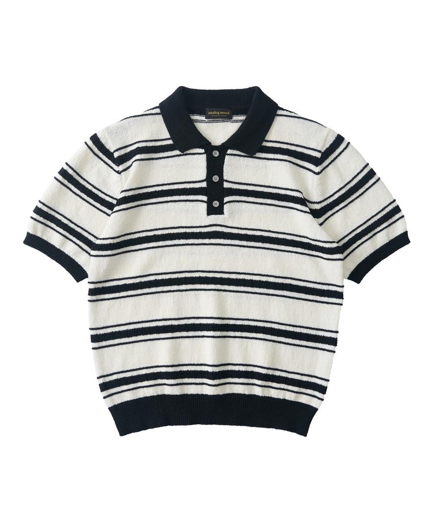 ANALOG MOOD Modern Striped Short Sleeve Knit (Ivory)