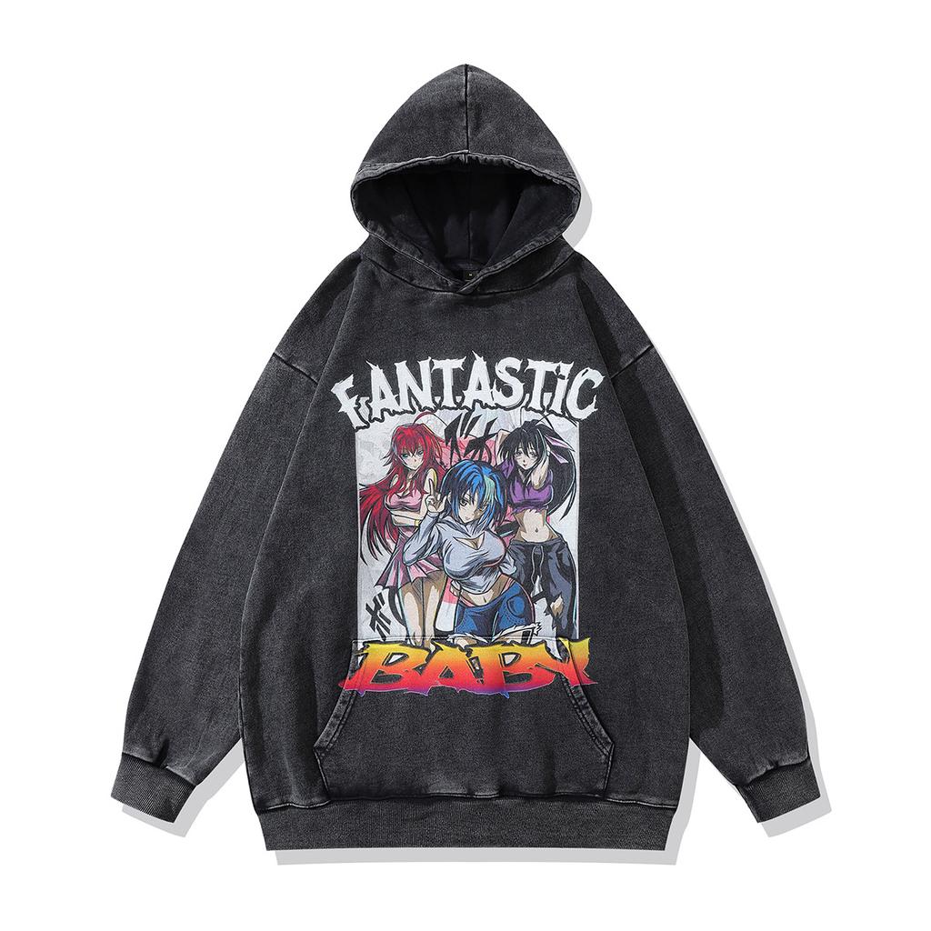 Fall And Winter Washed Oversize Hooded Sweatshirt Men'S And Women'S American Street Vintage Trendy Brand Casual Jacket