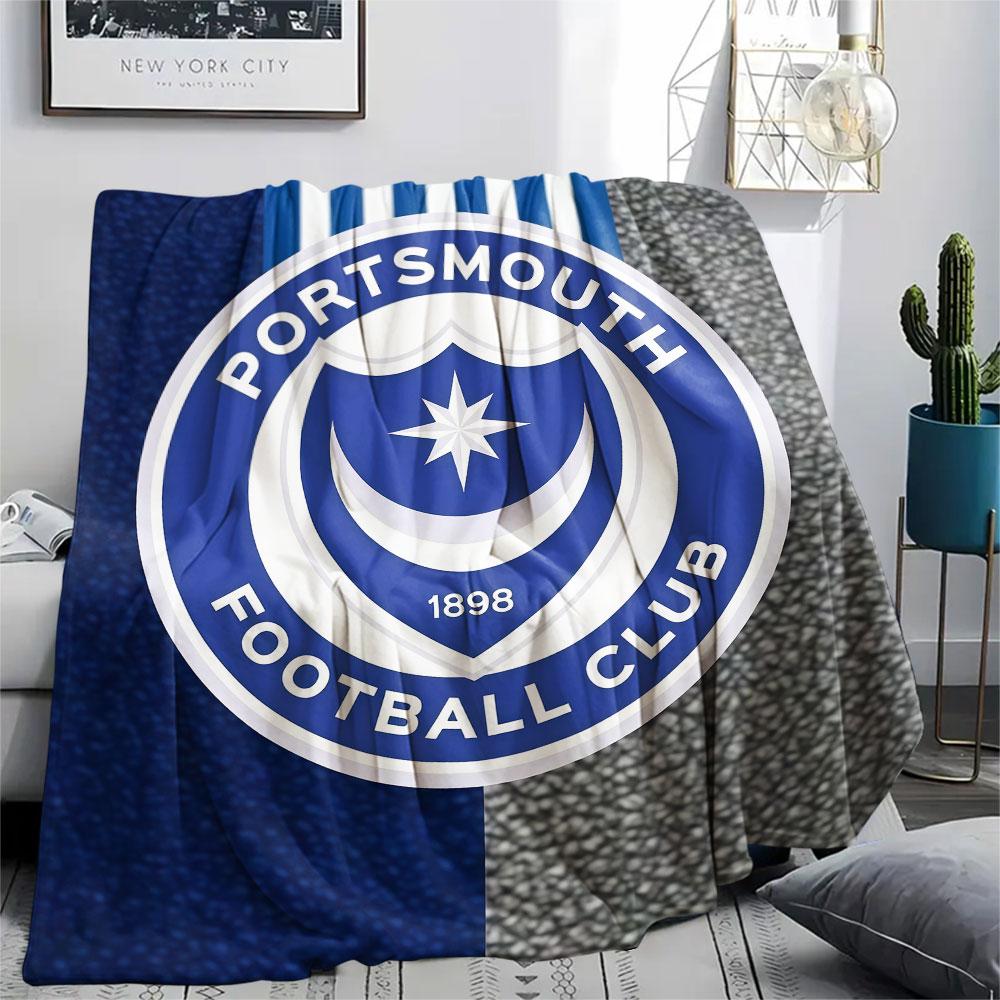1PC Portsmouth Football Club Patterned Flannel Blanket Suitable For All Seasons for Home Decor Warmth and Comfort Gifts Holiday Present