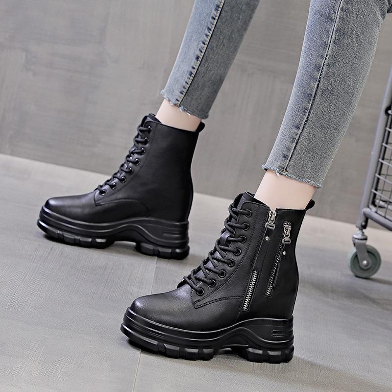 Martin boots women's boots 2026 new muffin inner height increase autumn and winter velvet thin short boots cotton shoes short boots