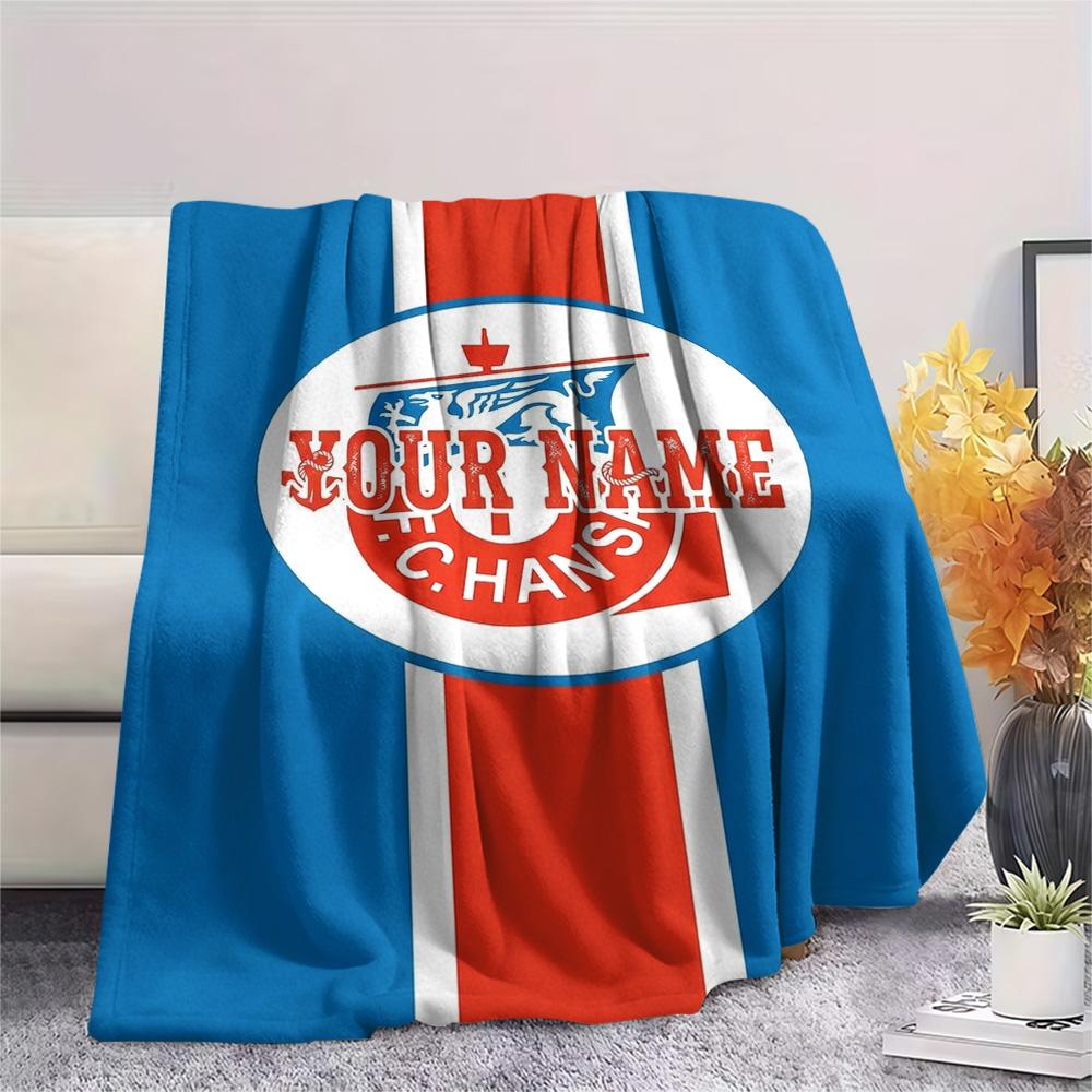 1PC Fc Hans Crest Custom Name Patterned Flannel Blanket Suitable For All Seasons For Home Decor Warmth And Comfort Gifts Holiday Present