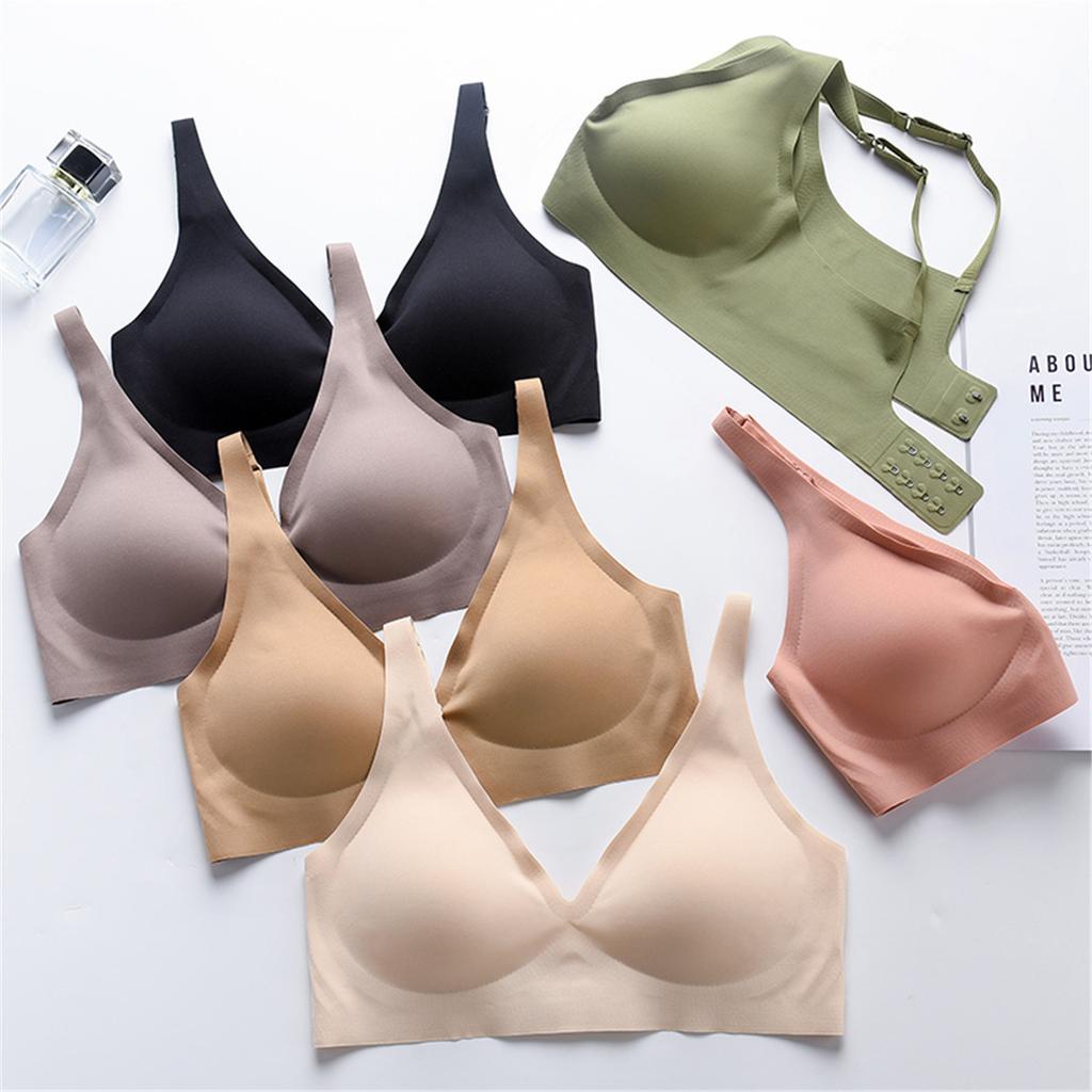 Seamless Ladies Underwear V-neck No Steel Ring Small Chest Gathered Adjustable Small Comfortable Thin Top Bra