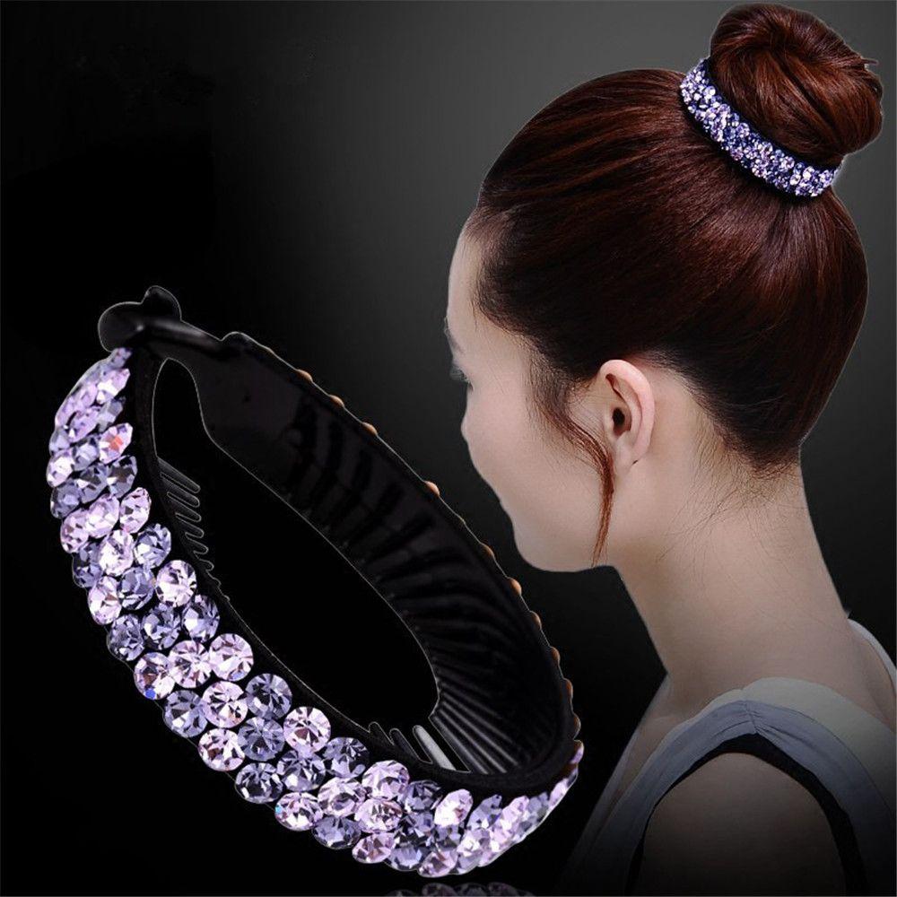 Expanding Bun Maker Bird Nest Twist Clip Rhinestone Hairpins Flowers Hair Clips Crystal Hair Claw