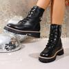 New Women's Shoes: Thick-soled Large-sized Martens Boots and Women's Front Lace-up Motorcycle Boots