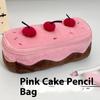 Plush Pencil Case Large Capacity Kawaii Cherry Cake Design Fuzzy Cute School Supplies Stationery Organizer Pouch Holder For Girl