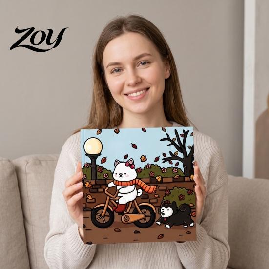 Portable Drawing Book for Travel Cozy Village Coloring Book, Thickened Cotton Pulp Paper, Stress Cute Animal Line Drawings Relief Creative Art Doodle