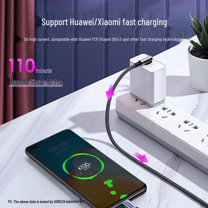 Ugreen Игровой кабель для быстрой зарядки PD100W с двумя разъемами Type-C
