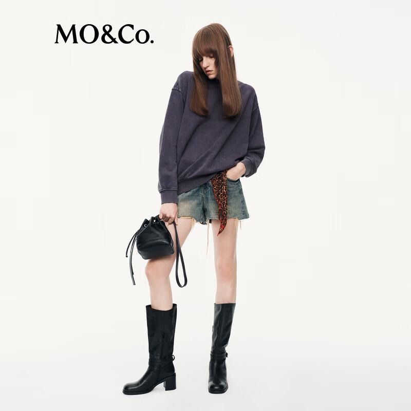 MO&Co. Women's Loose Fit Long Sleeve Cotton Top