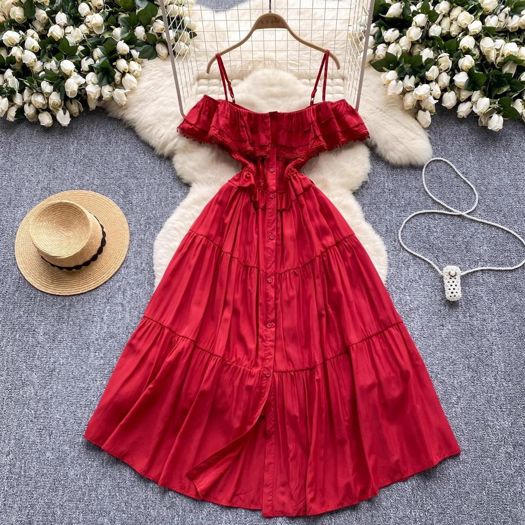 Sexy Off Shoulder Beach Dress Women Slim High Waist Summer Yellow Midi Dresses Elegant Ladies Elegant Party Dress