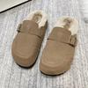 Модные зимние новые тапочки-баотоу, женские модные замшевые туфли с круглым носком, глубоким вырезом, мягкой подошвой, противоскользящие, износостойкие, на плоской подошве