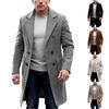 Trench Coat Men Wool Blend  Coat Notched Collar Single Breasted Overcoat Business Casual Winter Jacket With Pockets