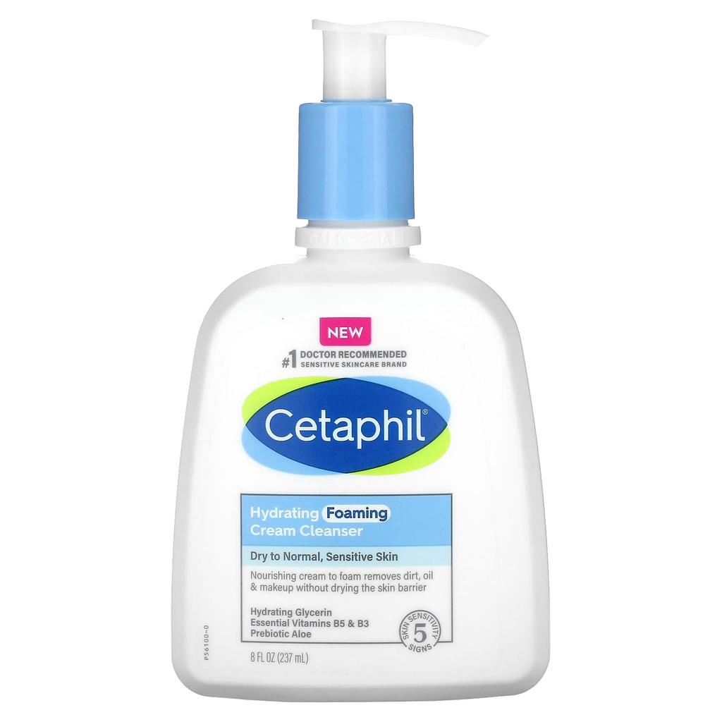 Cetaphil Hydrating Foaming Cream Cleanser, 8 Fl Oz (237 Ml)