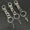 CH Trendy Thai Silver Retro Cross Flower Sword Keychain Pendant with Lobster Clasp