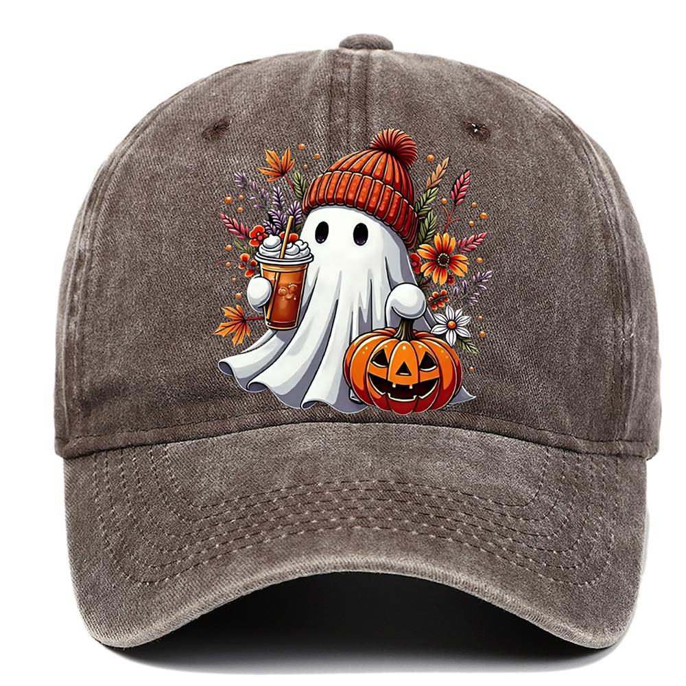 Cute Ghost Pumpkin Printed Baseball Hat for Men and Women, Adjustable Halloween Holiday Hat, Breathable and Comfortable
