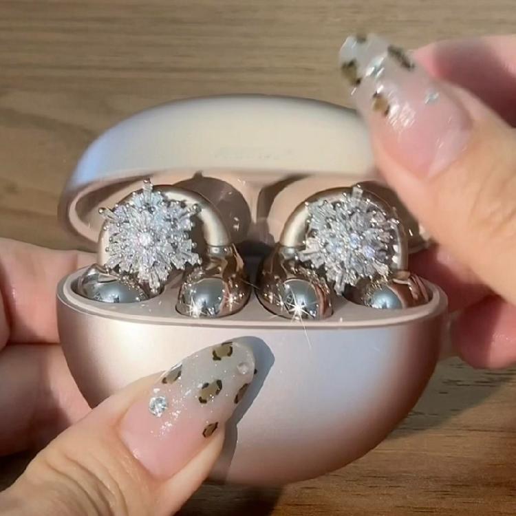 Изящные наушники с кристаллами в форме снежинки, металлический корпус, зажим для уха, удобная укладка своими руками, длительный срок службы.