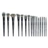 PRO BLACK Makeup Brushes Soft Synthetic Hair Cosmetic Tools for Face Foundation Powder Blush Eyeshadow Brow Liner
