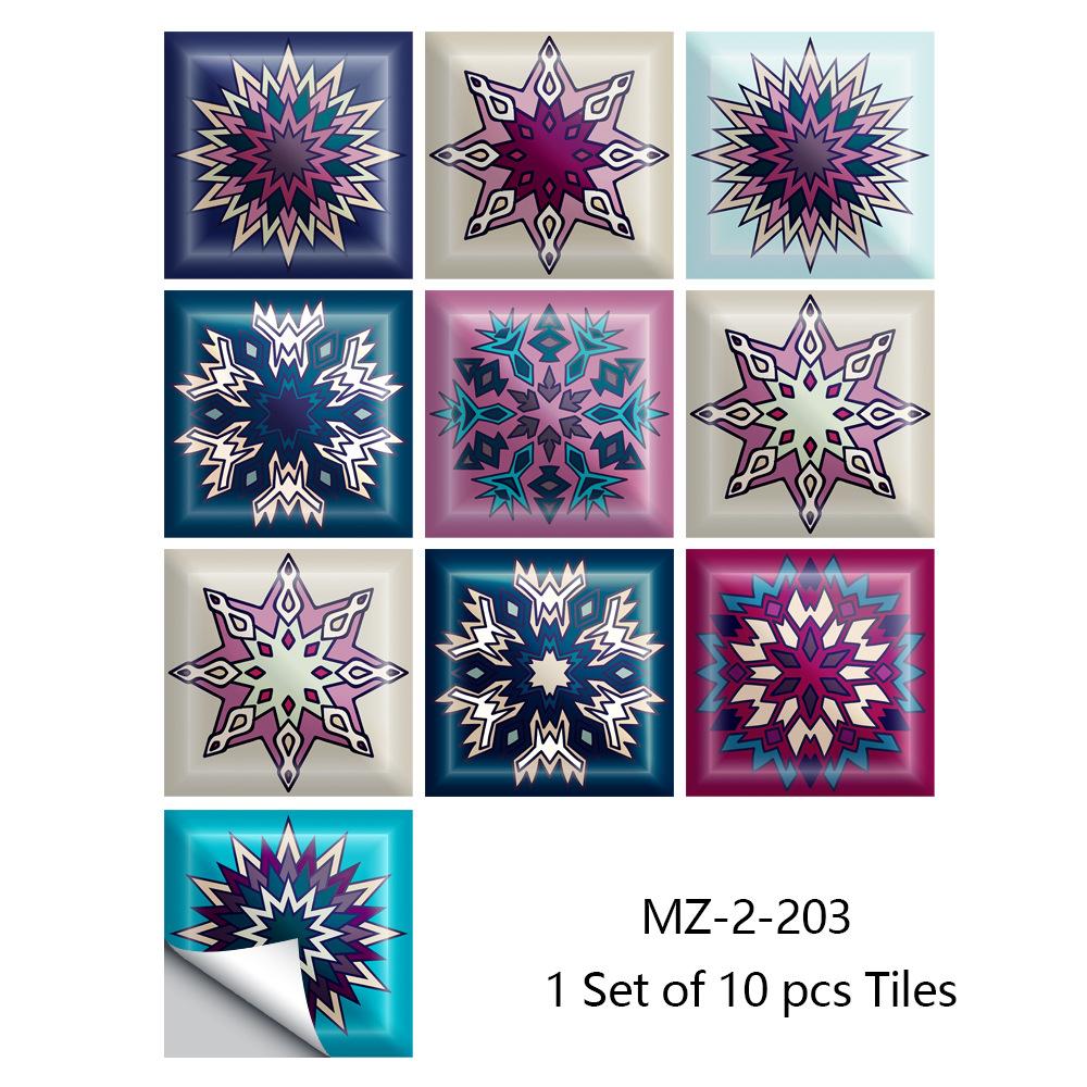 10pcs/set Mandala Style Crystal Hard Tiles Ceramics Wall Sticker Kitchen Wardrobe Home Decor Art Mural Peel & Stick Wall Decals