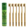 Natural Bristle Bamboo Toothbrush Completely Biodegradable Pig Handle Zero Waste Set of 6 (Nylon Free) - 100% Bristle/Bamboo -