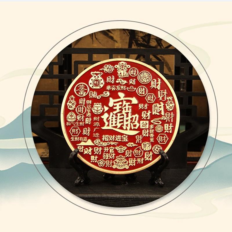 Chinese Brass Ornaments Fortune Eight Trigram Copper Mirror Tabletop Ornaments Living Room Study Home Decoration