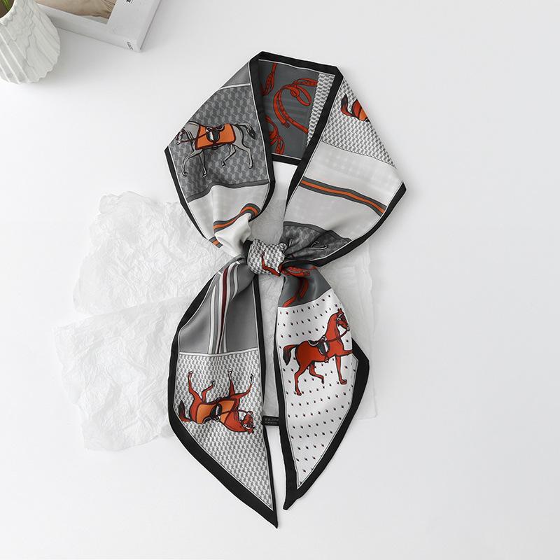 New Simulation Silk Long Scarf Fashionable Versatile Suit Double-Layer Scarf Decorative Bag Wrapped With Professional Scarf For Women