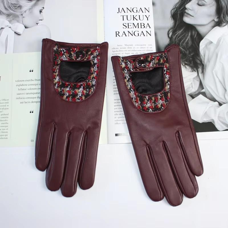 Новые женские перчатки из овчины с сенсорным экраном, тонкой шелковой подкладкой, вышивкой, на пуговицах, для езды на открытом воздухе и вождения, осенние