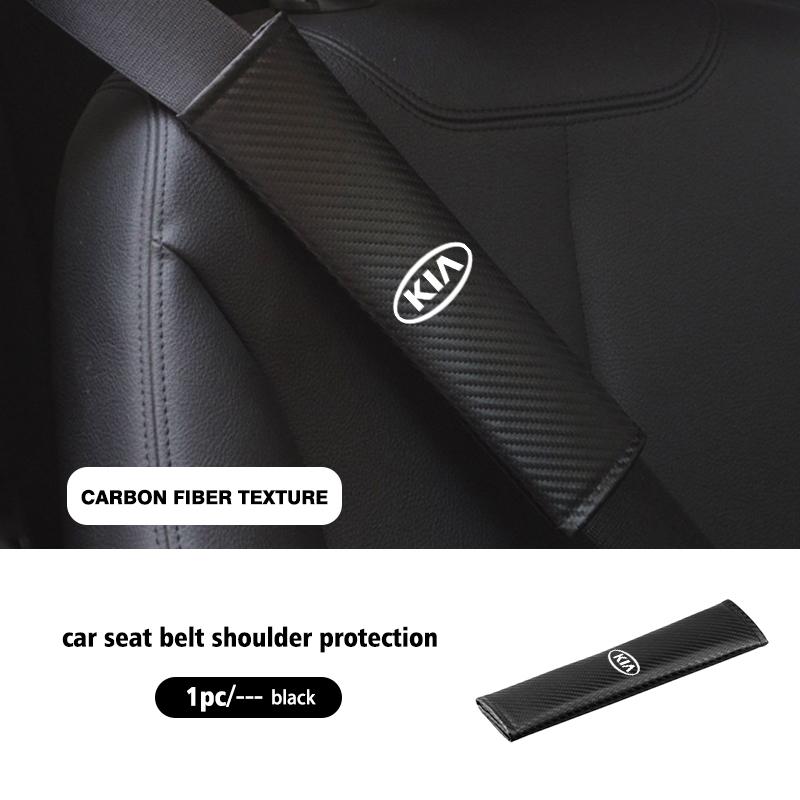 NAQF7 1/2Pcs Carbon Fiber Car Seat Belt Cover Shoulder Pad Protector Cover Safety Belt Padding Pad Cushion For KIA K5 Rio Ceed Rio K2