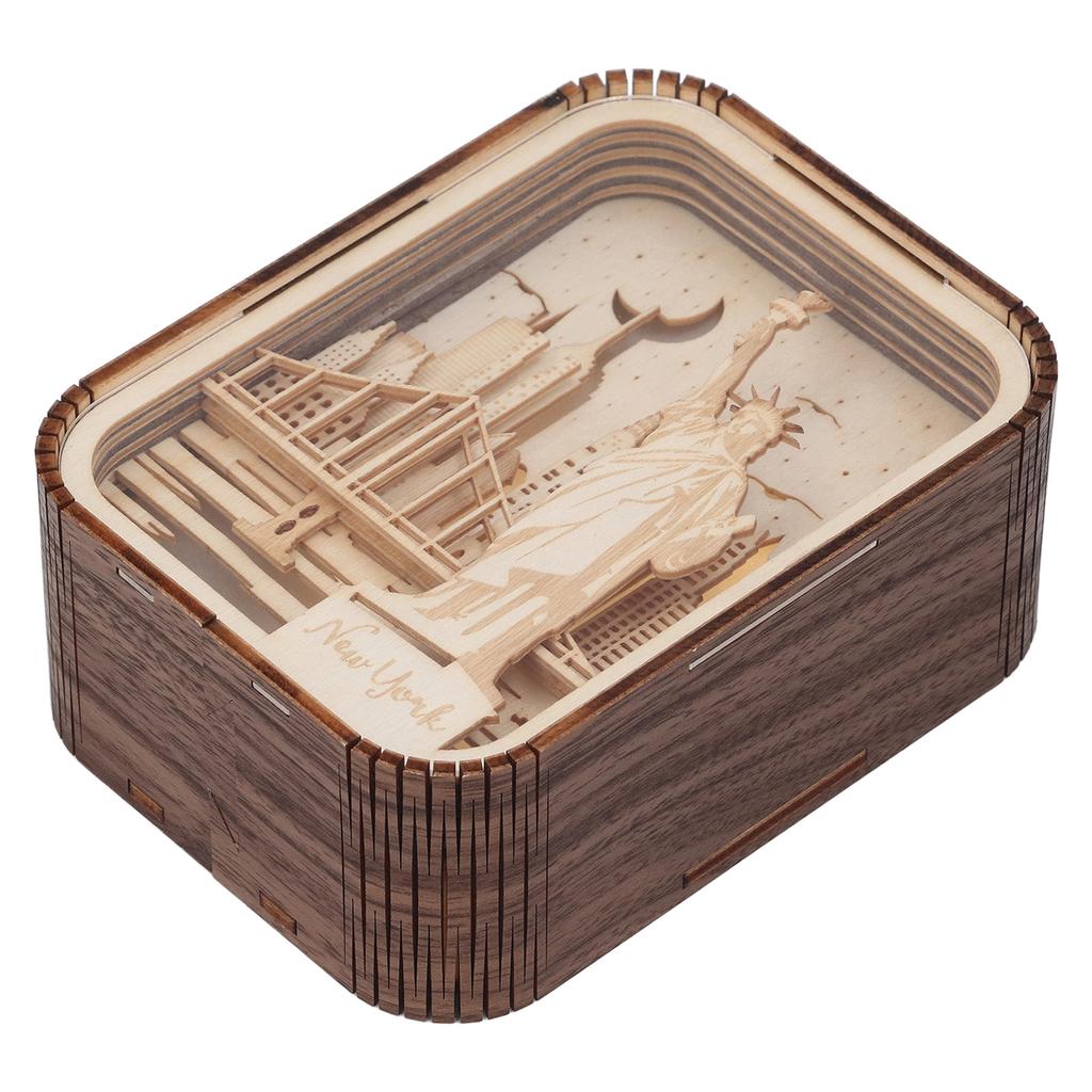 3D Wood Carved LED Night Light Innovative Wood Carved Table Lamp City Series Bedroom Ambient