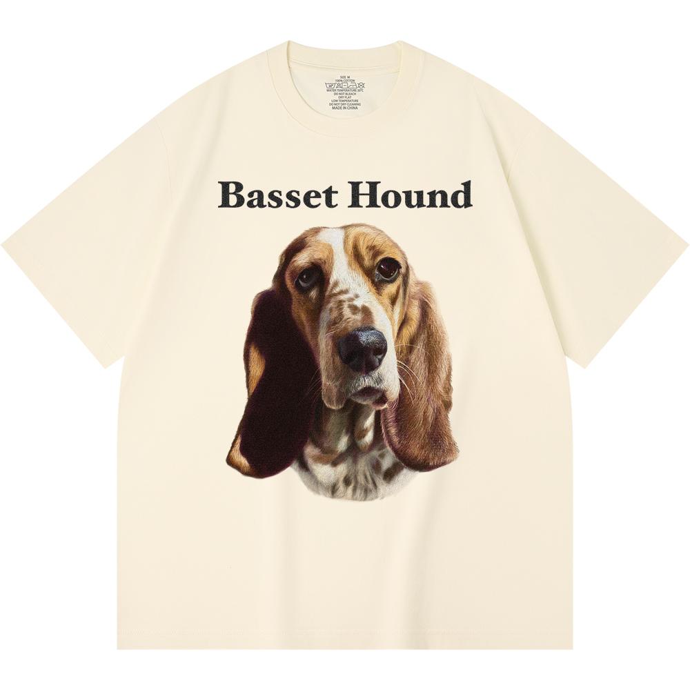 Футболка из 100% хлопка плотностью 230 г/м2 с принтом бассет-хаунда, забавная футболка из чесаного хлопка в стиле Харадзюку
