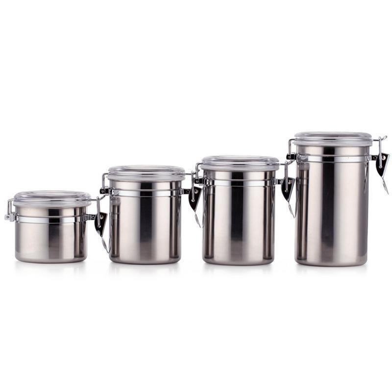 1PCS Storage Bottles Stainless Steel Sealed Canister Coffee Flour Sugar Container Holder Can Home St