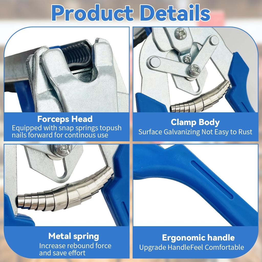 Hog Ring Plier Tool/ 600pcs M Clips Staples Chicken Mesh Cage Wire Fencing Caged clamp Ring Plier Fencing Manual Plier Universal