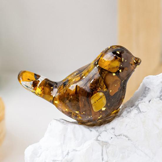 Натуральный камень красочная фигурка птицы позитивная целебная энергия ручная работа искусственный кристалл мини-статуэтка птицы украшение для домашнего офиса настольный орнамент