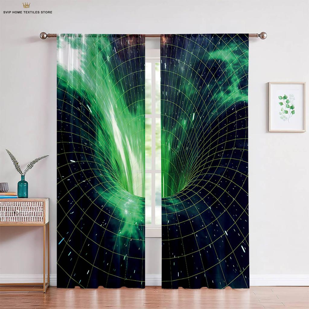 Фэнтези Звездное Небо Планета Вселенная 3D Печатные Шторы, Спальня, Гостиная, Кабинет, Реалистичная Атмосфера, Декоративные, 2 шт.