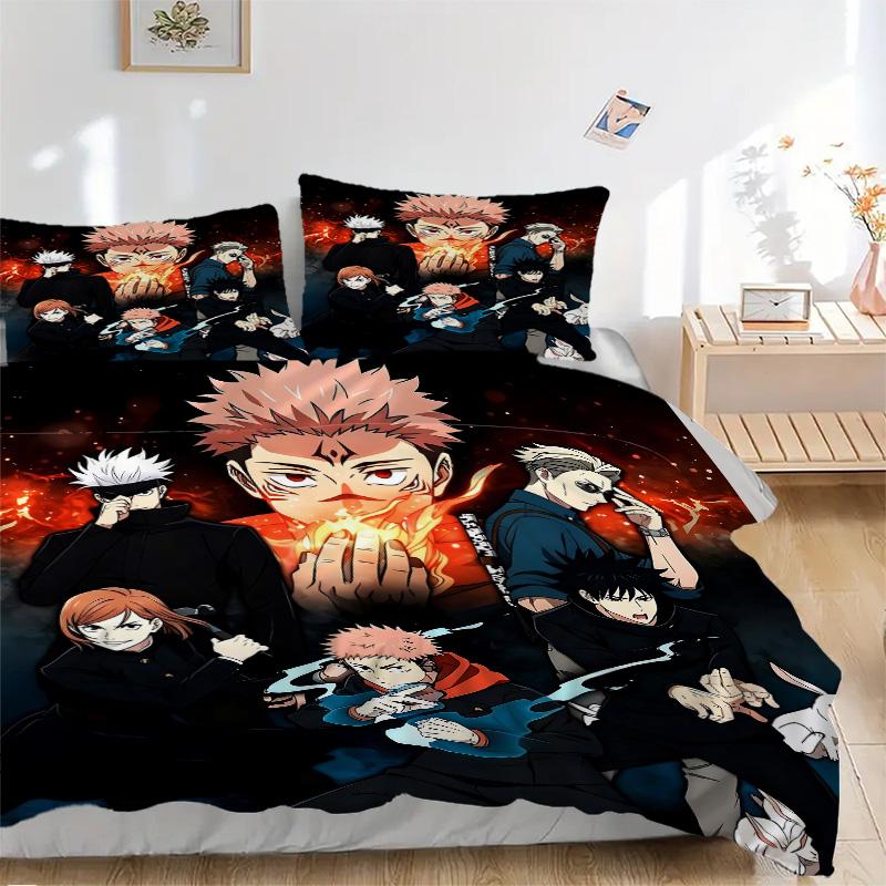 Jujutsu Kaisen Spirit Battle Print 3Pcs Bedding Setduvet Cover With 2 Bedropillowcase Home Birthday Gift